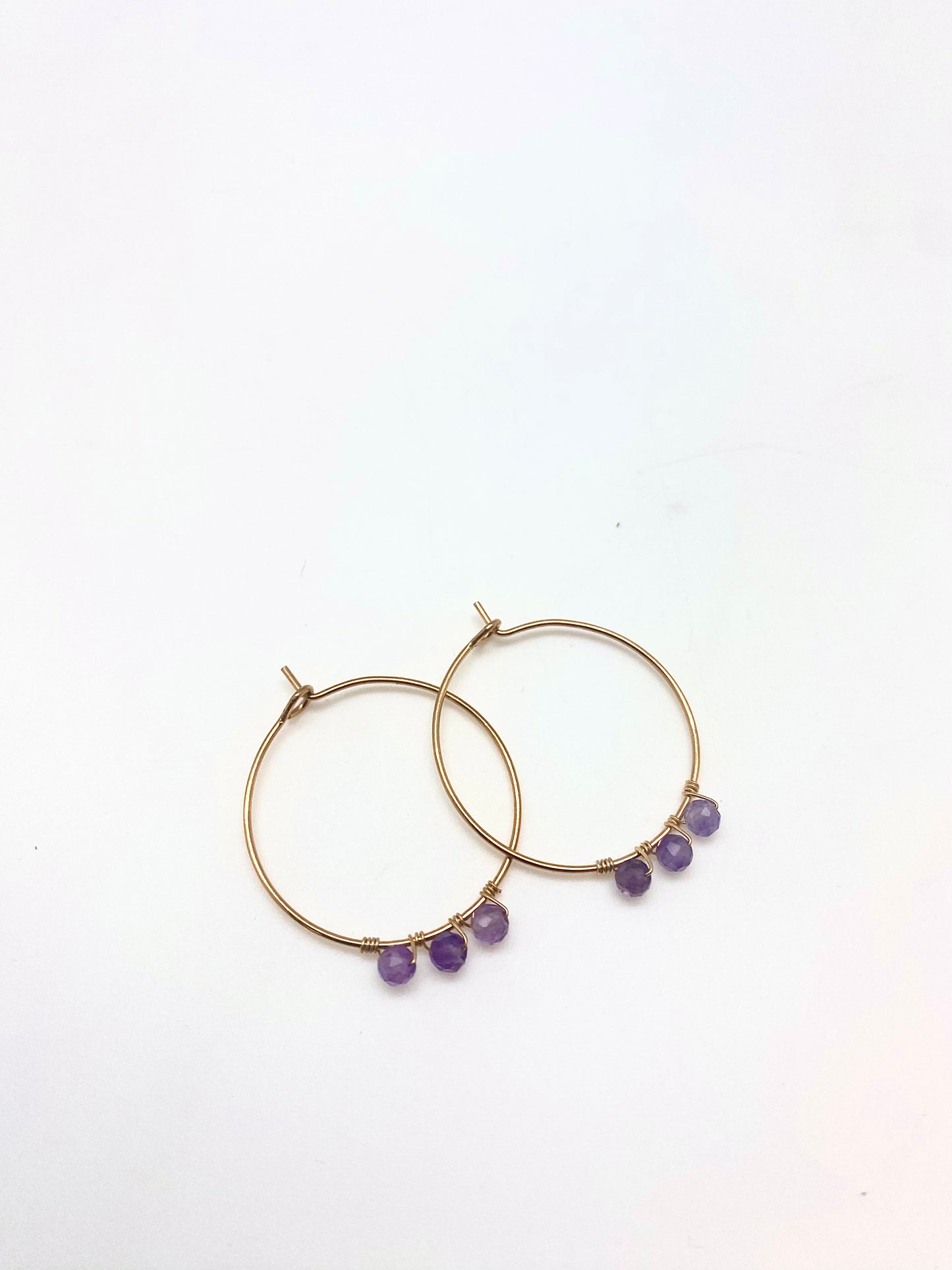 Pendientes aro y mini amatistas
