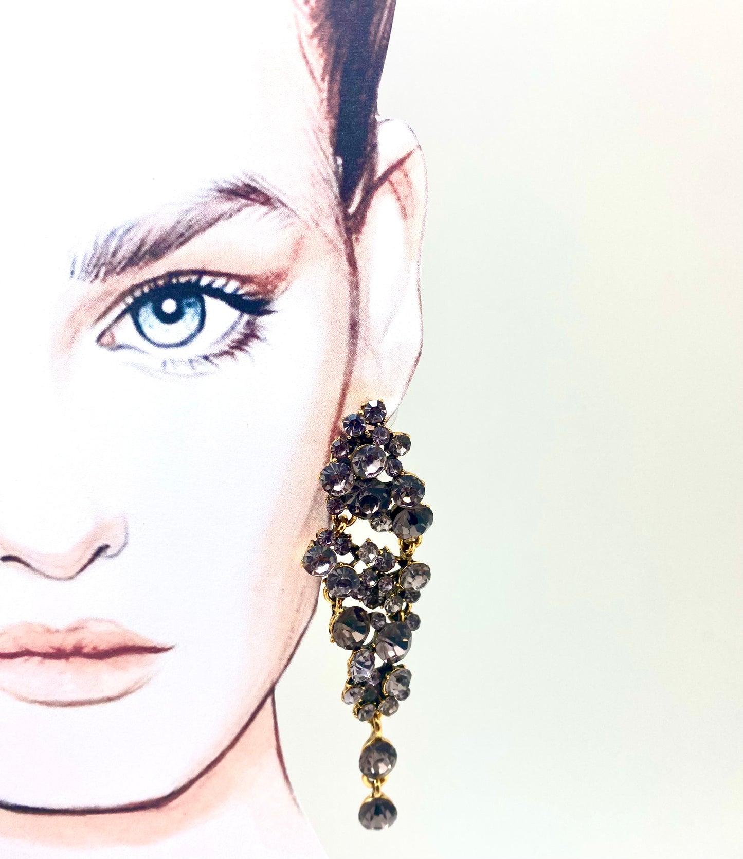 Pendientes cristales gris
