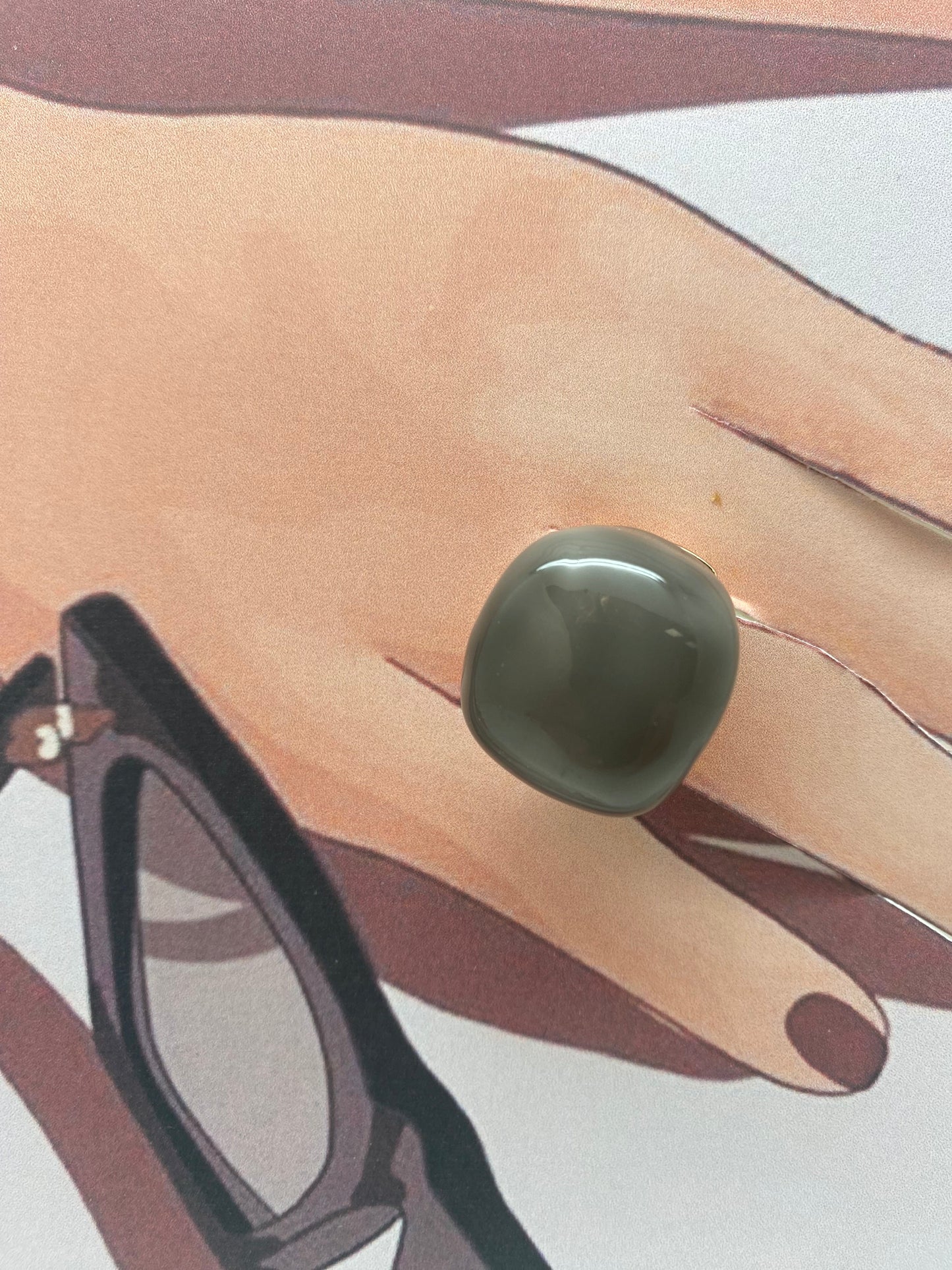 Anillo esmalte gris