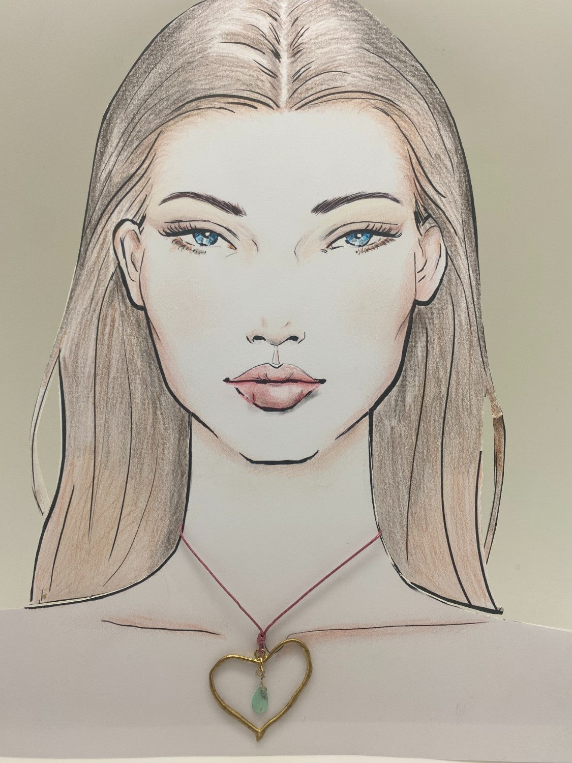 Collar corazón aguamarina