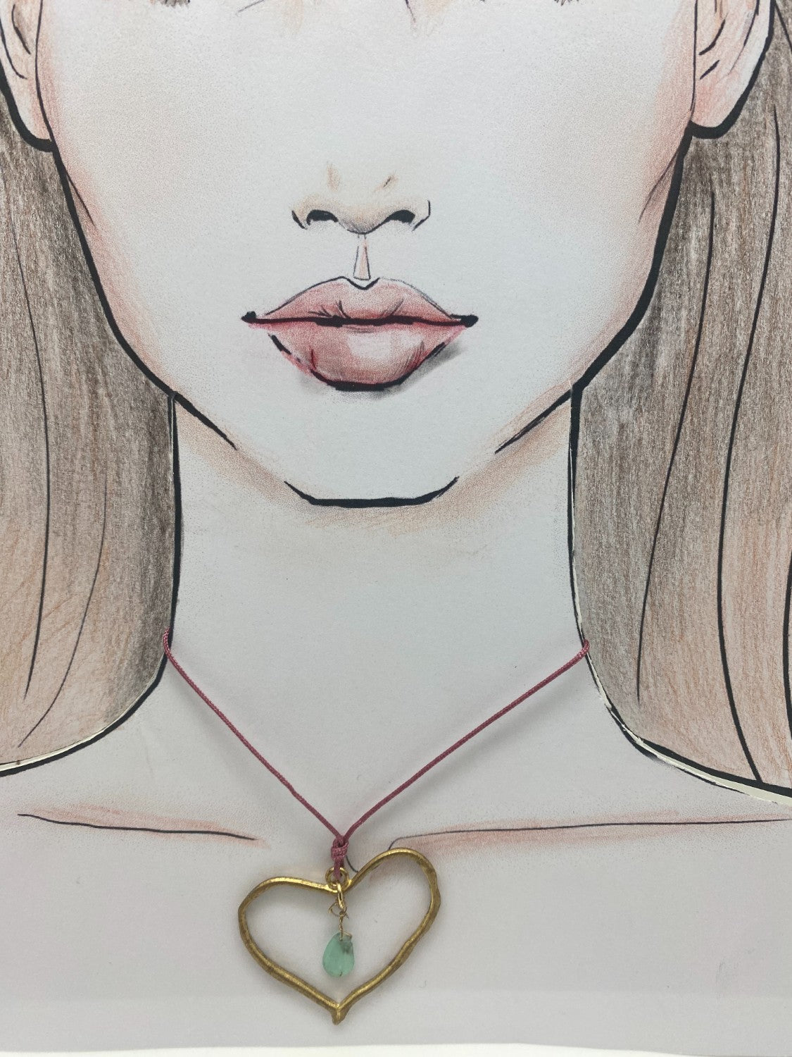 Collar corazón aguamarina