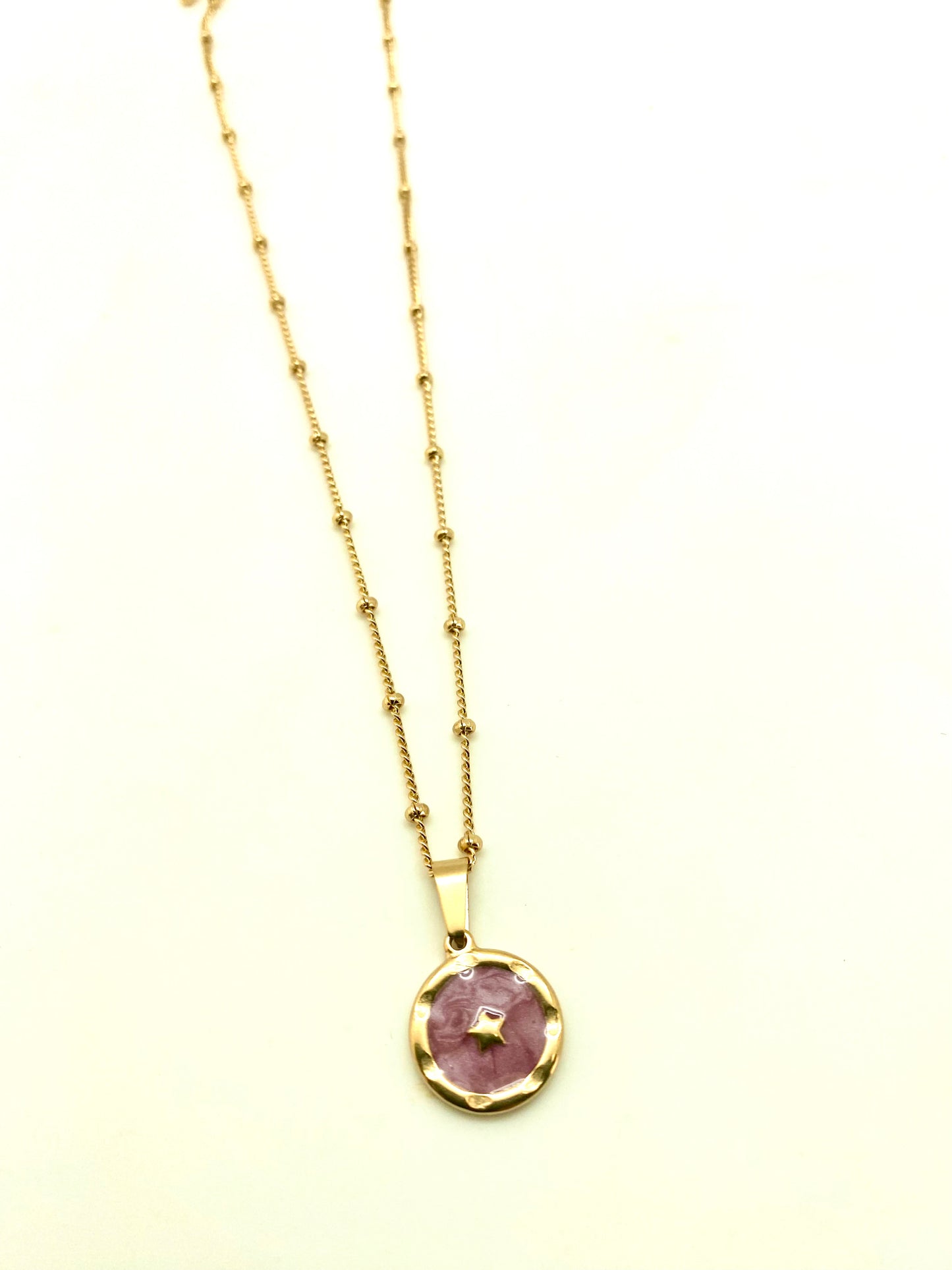 Cadena medalla estrella rosa