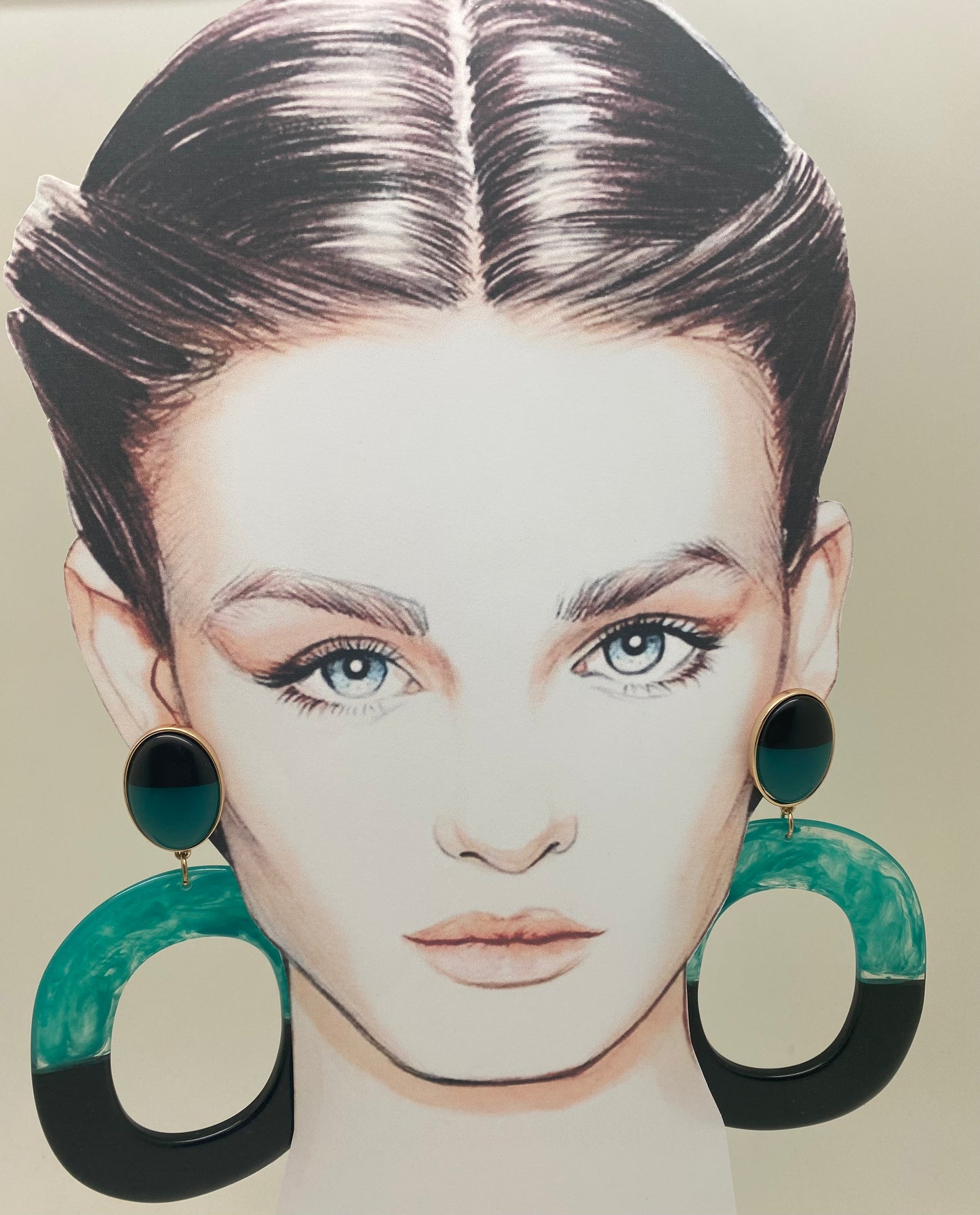 Pendientes aros verdes/negros
