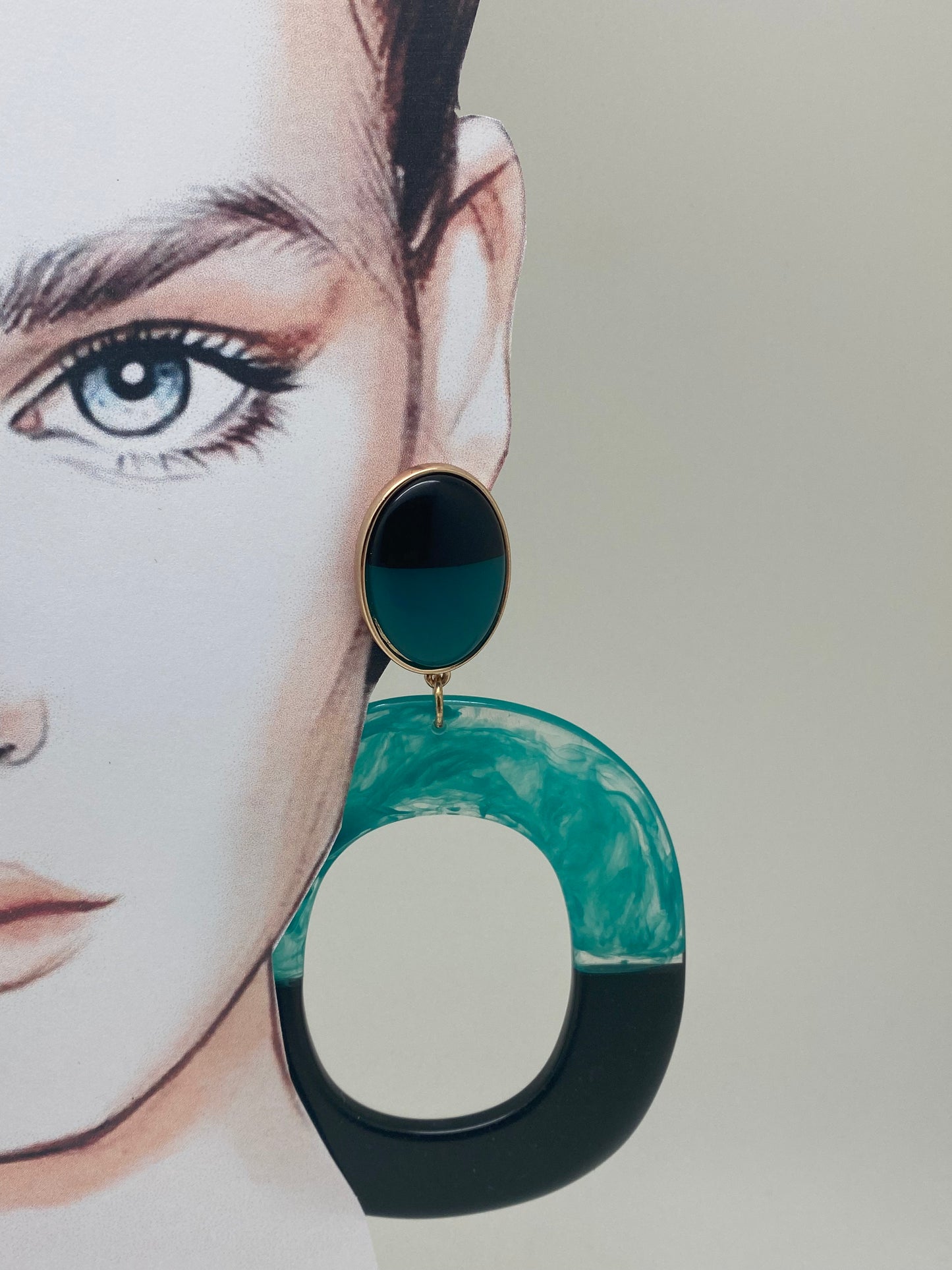 Pendientes aros verdes/negros