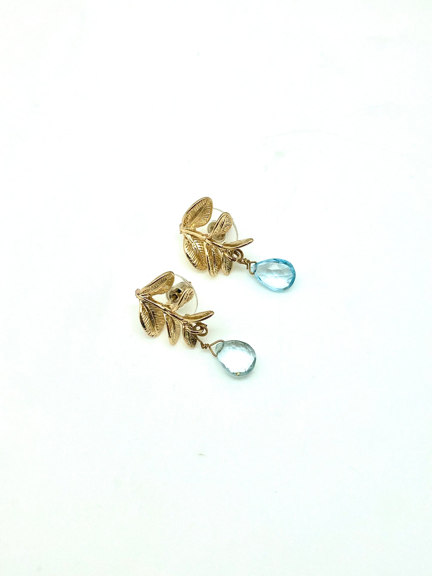 Pendientes hojas/aguamarina