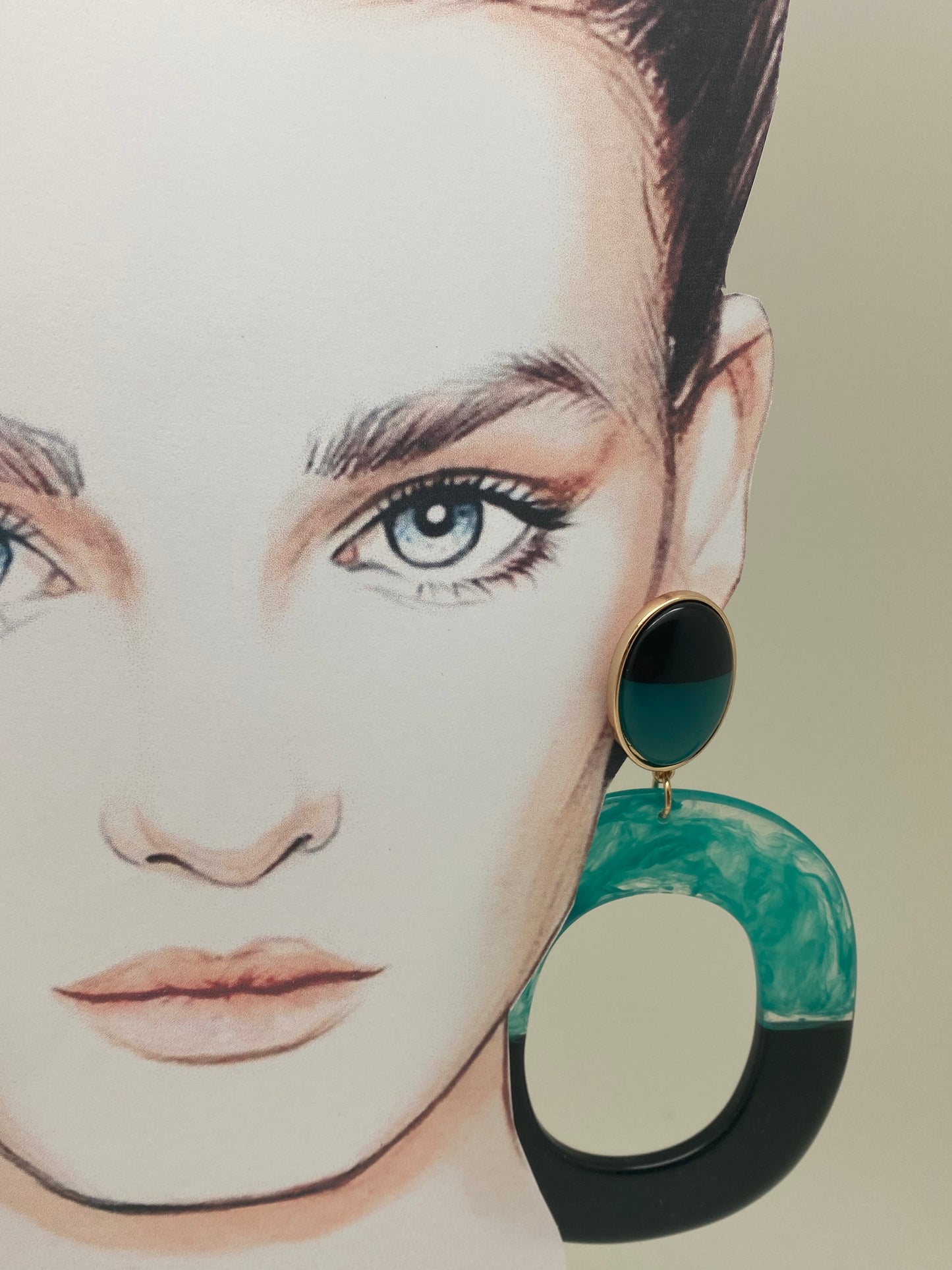 Pendientes aros verdes/negros