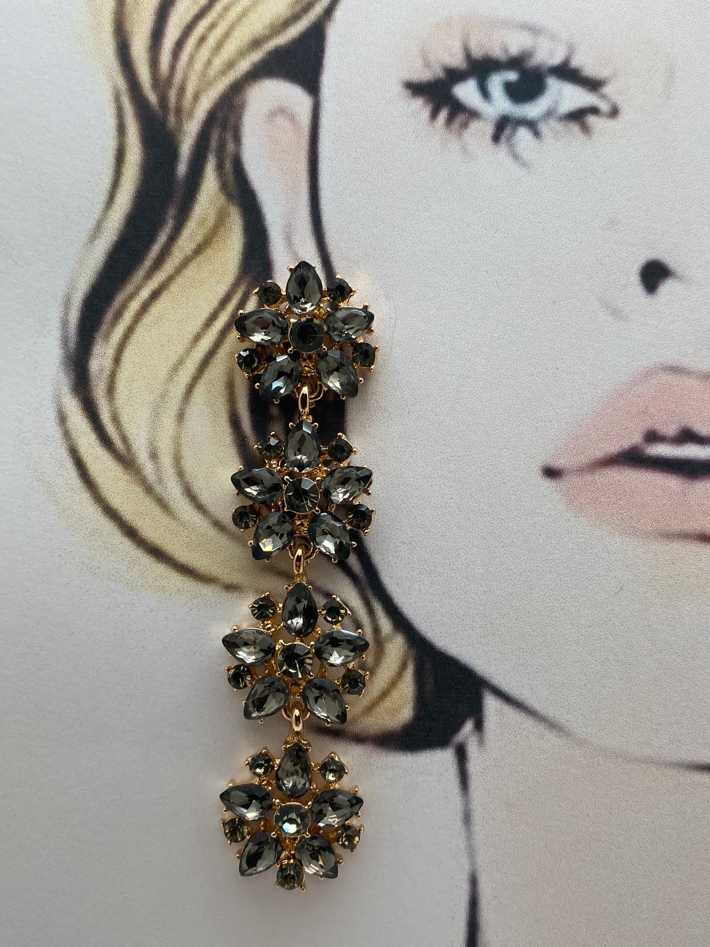 Pendientes flores cristales largos