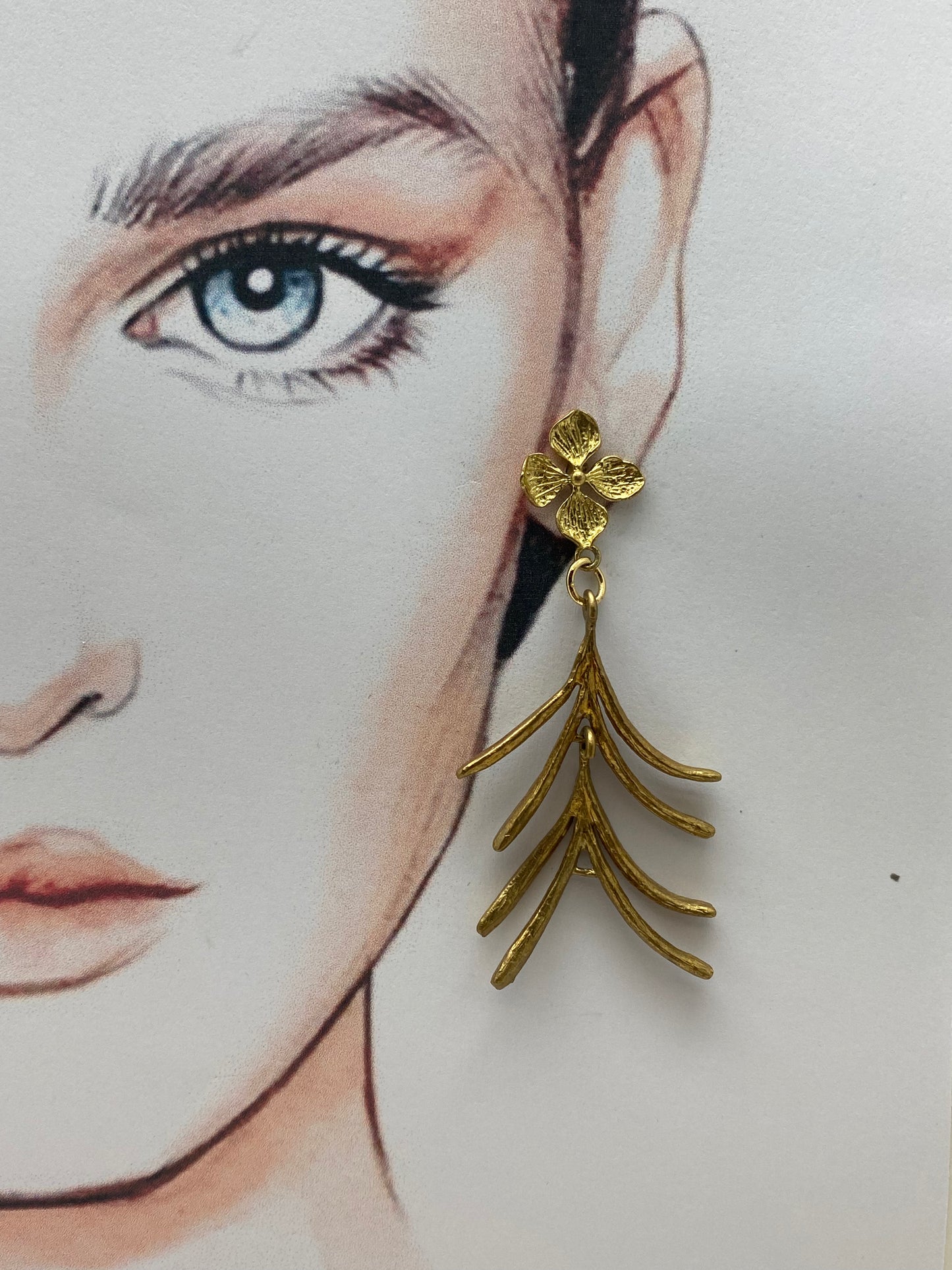 Pendientes hoja romero fino