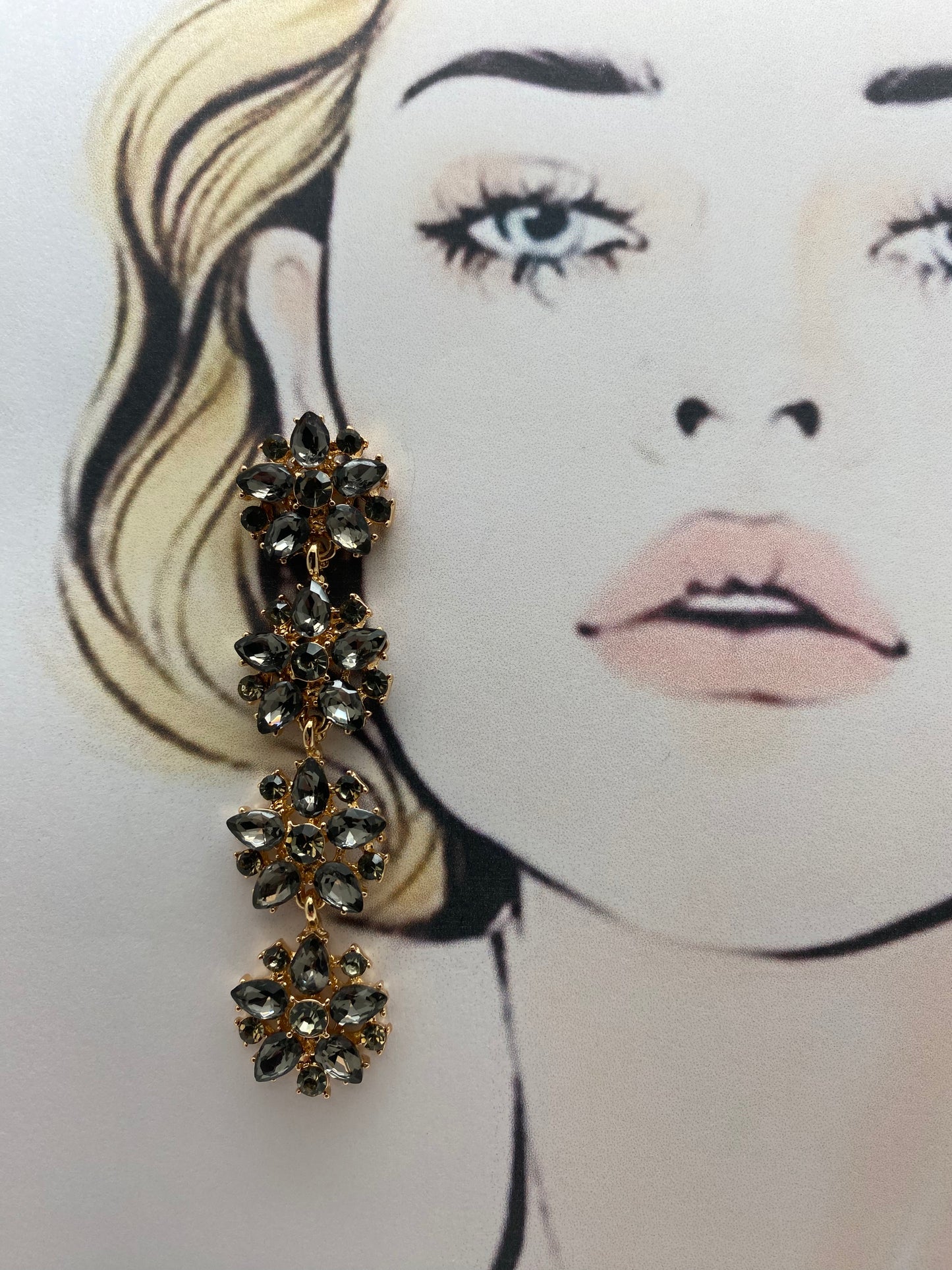 Pendientes flores cristales largos