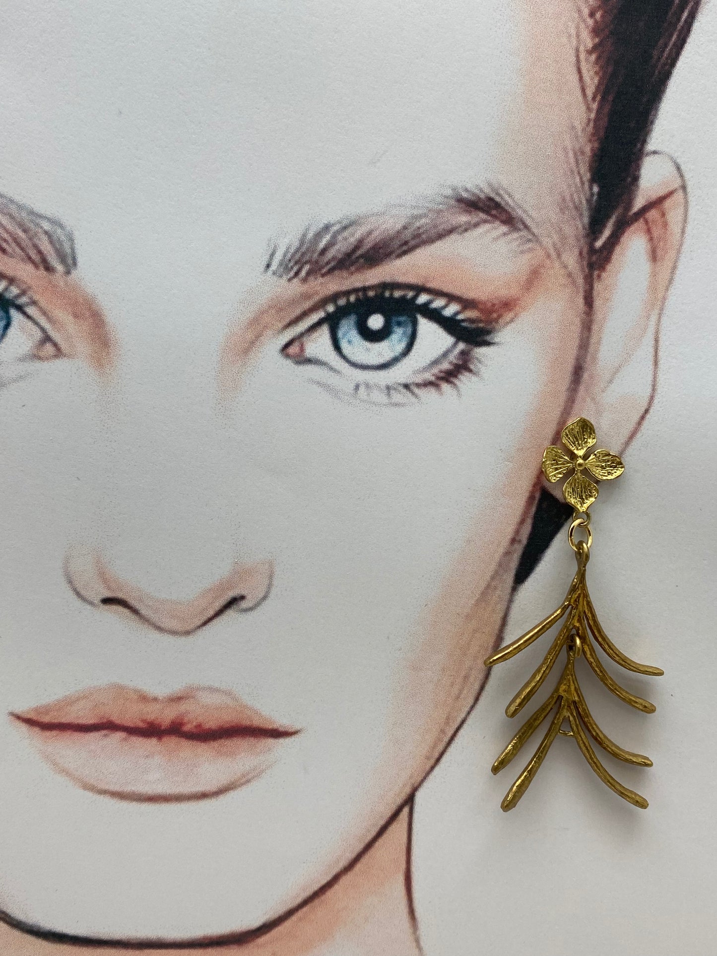 Pendientes hoja romero fino