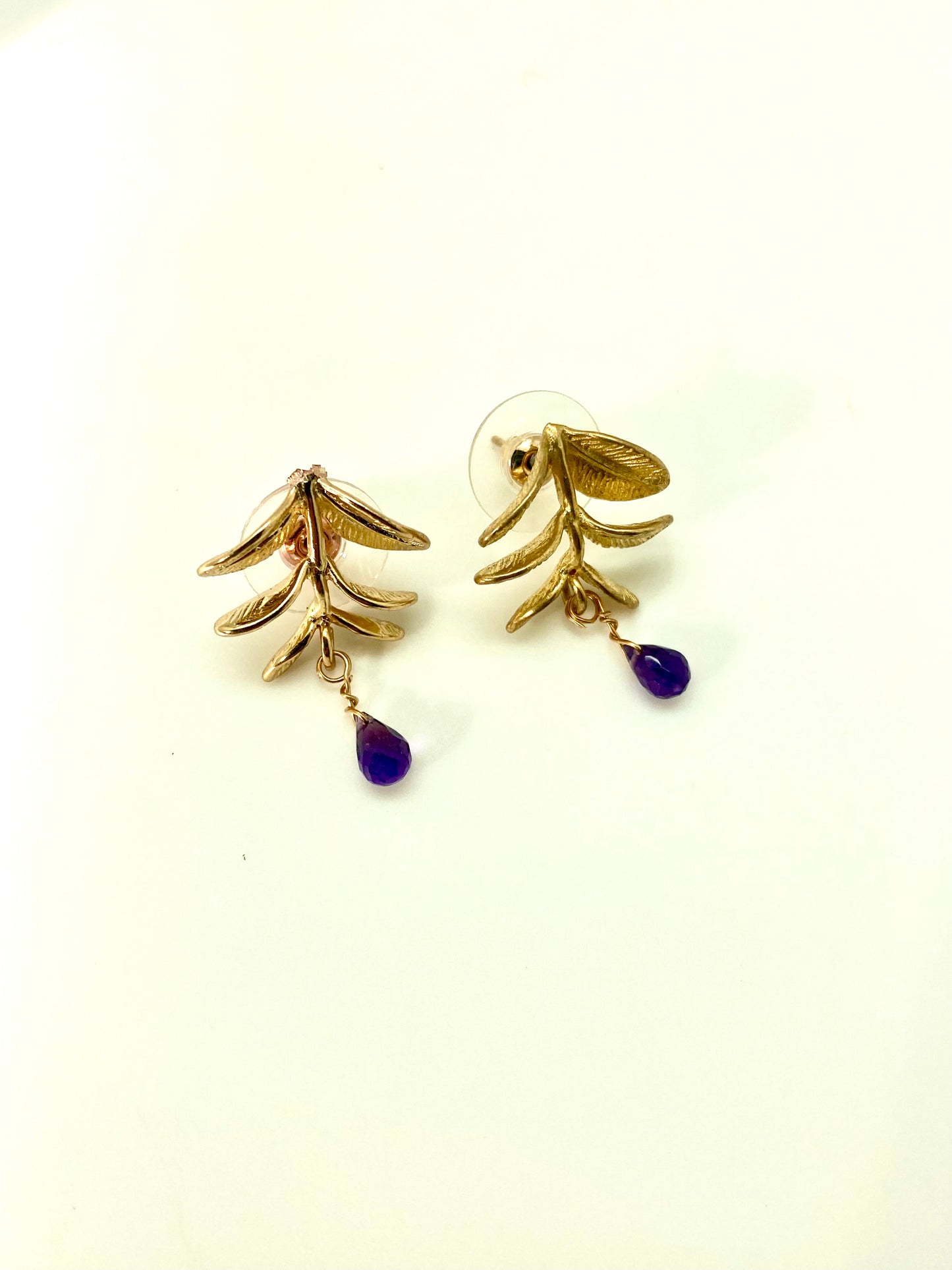 Pendientes hojas/amatista