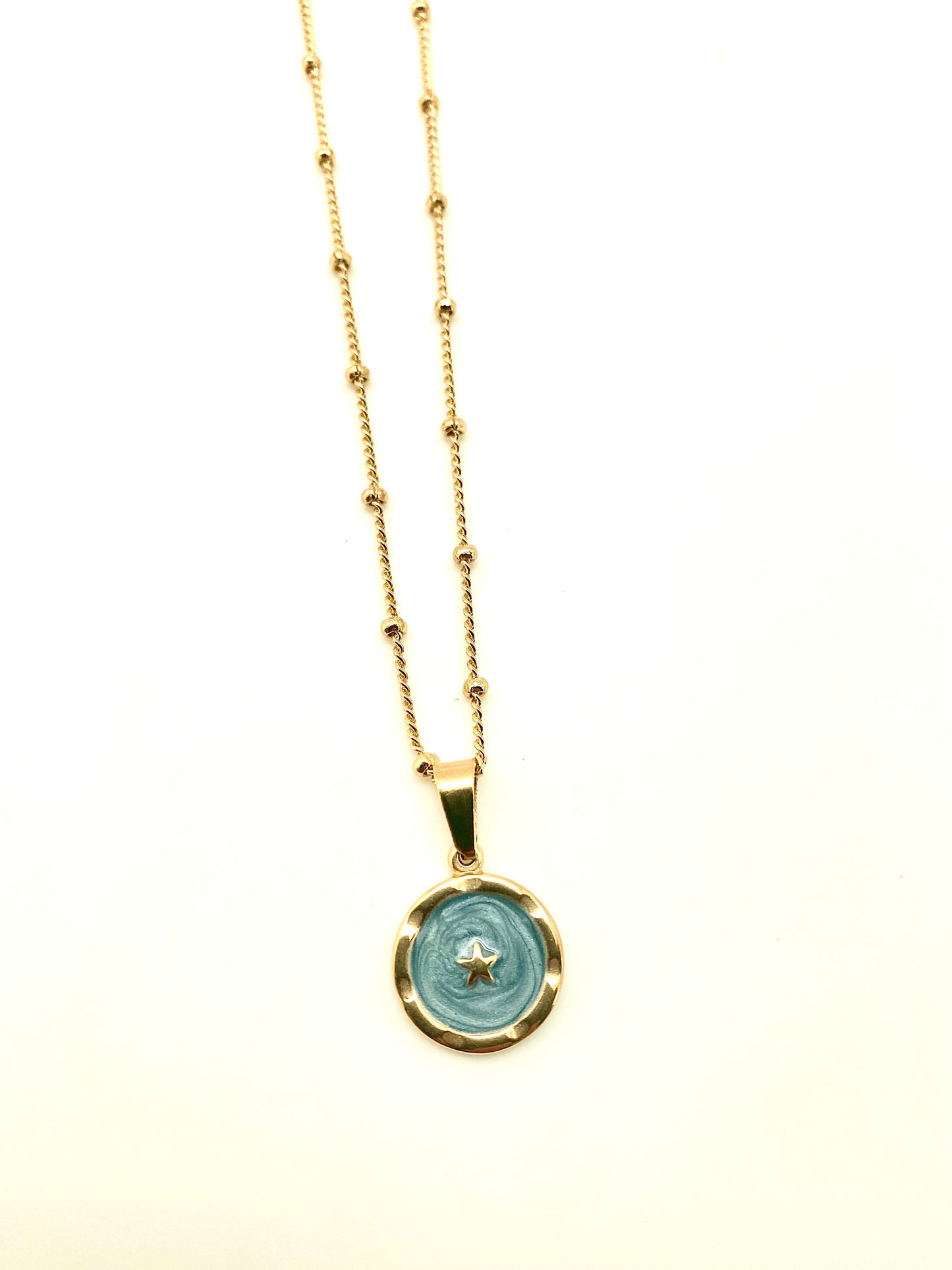 Cadena medalla estrella azul