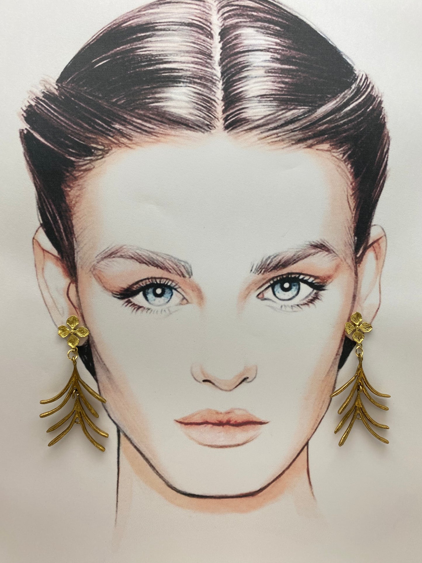 Pendientes hoja romero fino