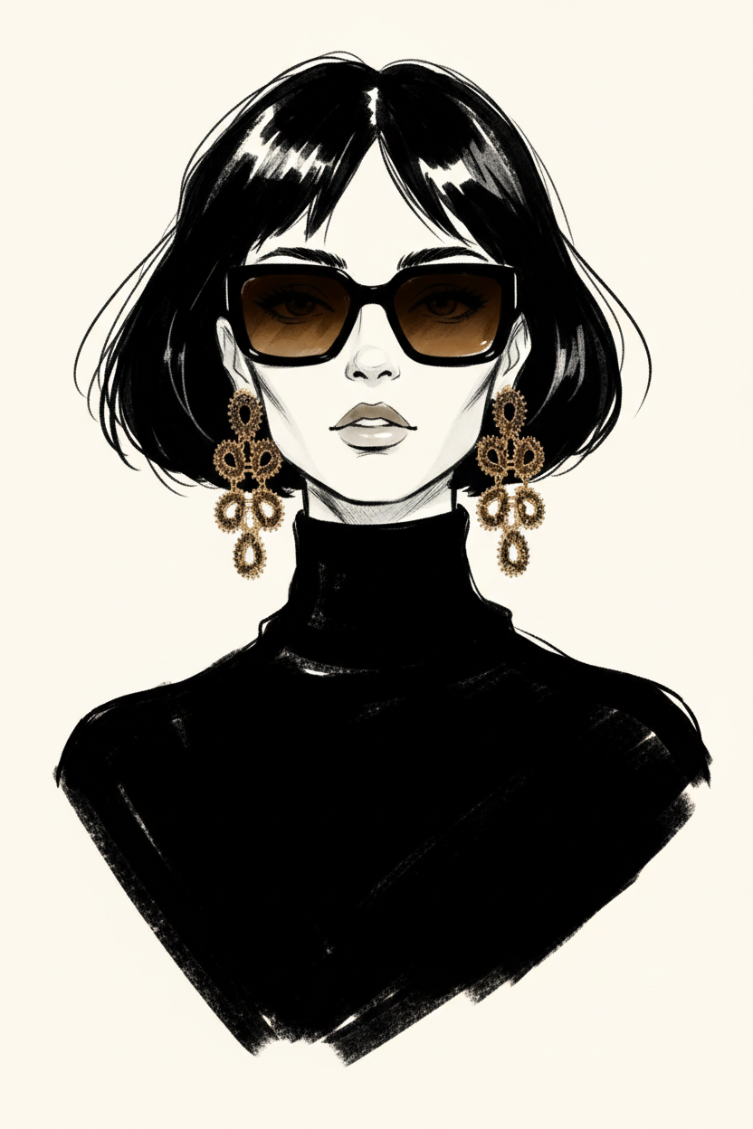Ilustración artística con pendientes chandelier
