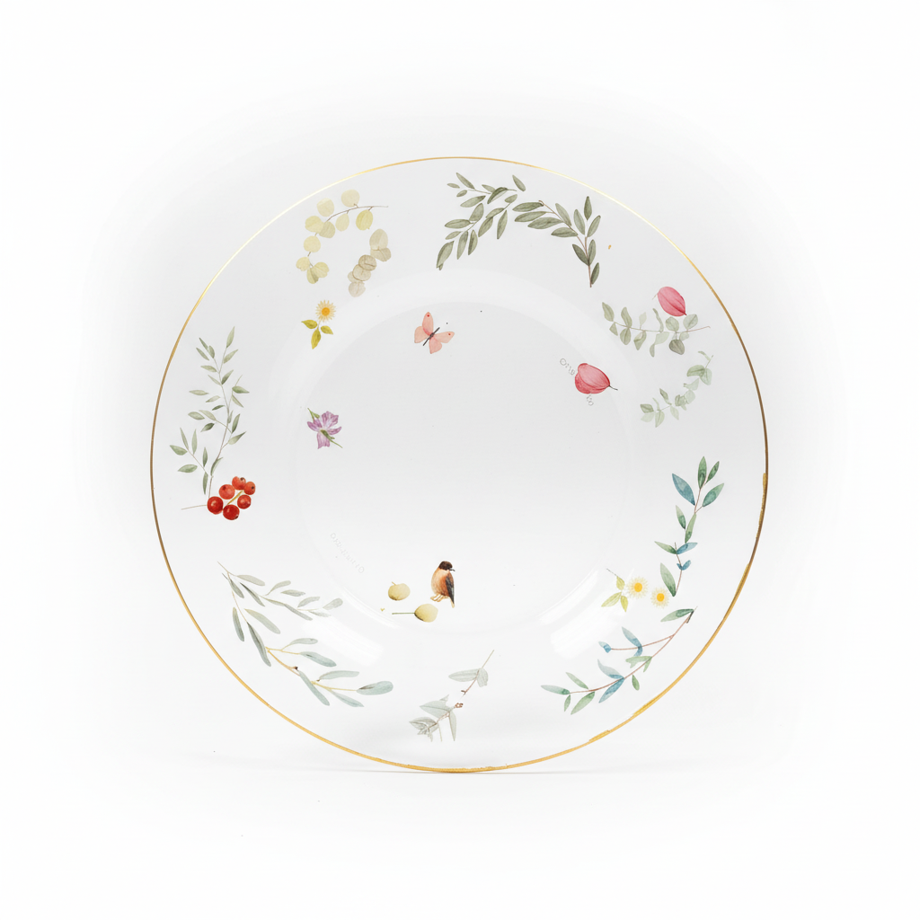 Plato decorativo con fondo blanco