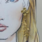 Pendientes largos hojas/amatista