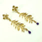 Pendientes largos hojas/amatista