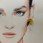 Pendientes hojas/cuarzo rosa